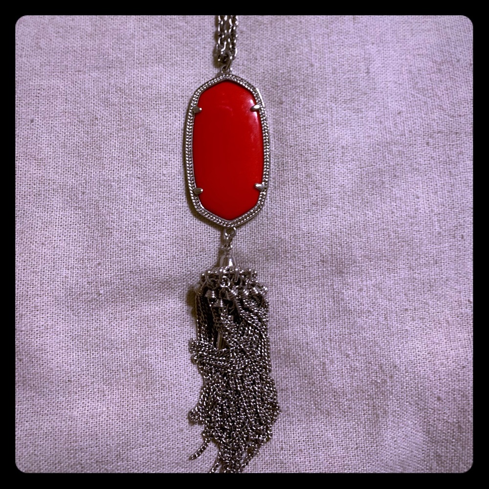 Kendra Scott Rayne Necklace Red Silver